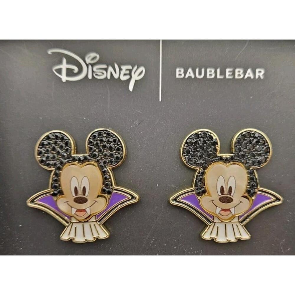 Disney X Baublebar Stud Earrings Mickey Mouse Halloween Vampire Dracula Gems - Picture 1 of 4
